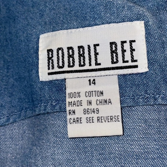 Vintage / Robbie Bee Denim / Jean Sleeveless Mini Dress Size 14 - Picture 3 of 6